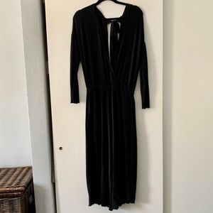 Out From Under Black Wrap 3/4 Length Jumpsuit